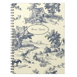 Persoonlijke Franse boerderij blauwe Toile de Jouy Notitieboek