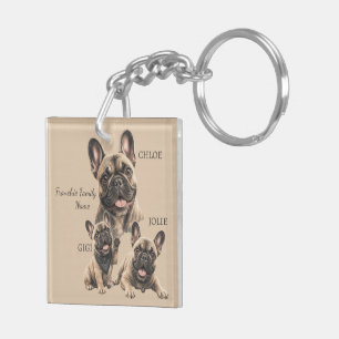 Persoonlijke Franse Bulldog Gezin Naman Sleutelhanger