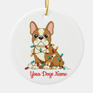 Persoonlijke Franse Bulldog Kerstboomornament Keramisch Ornament