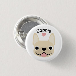 Persoonlijke Franse Bulldog Naam Knopspeld Ronde Button 3,2 Cm