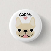 Persoonlijke Franse Bulldog Naam Knopspeld Ronde Button 3,2 Cm (Voorkant)
