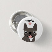 Persoonlijke Franse Bulldog Naam Knopspeld Ronde Button 3,2 Cm (Voorkant /achterkant)