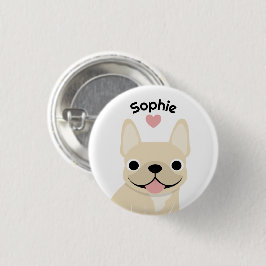 Persoonlijke Franse Bulldog Naam Knopspeld Ronde Button 3,2 Cm