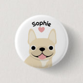 Persoonlijke Franse Bulldog Naam Knopspeld Ronde Button 3,2 Cm (Voorkant)
