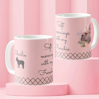 Persoonlijke Franse Bulldog Pastel Roze Fotobeker Koffiemok