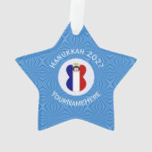 Persoonlijke Franse engel Hanukkah-vlag Ornament (achterkant)