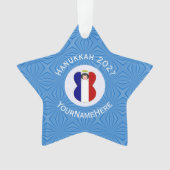 Persoonlijke Franse engel Hanukkah-vlag Ornament (voorkant)