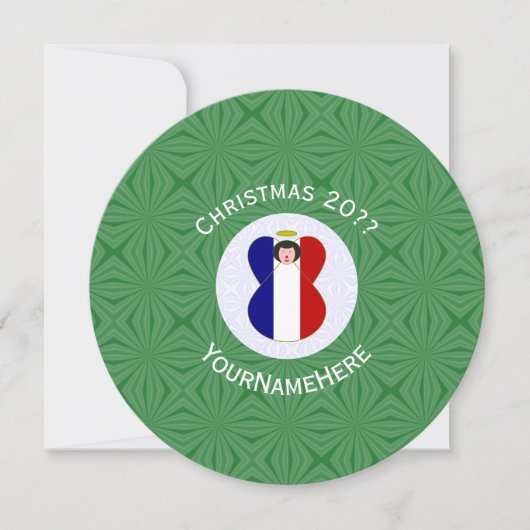Persoonlijke Franse engel kerst vlag Kaart (Voorkant)