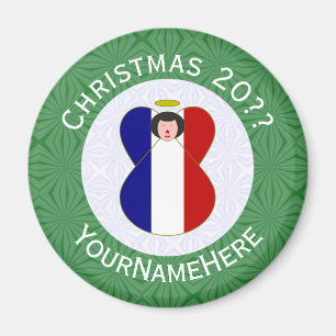 Persoonlijke Franse engel kerst vlag Magneet