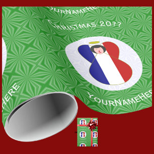Persoonlijke Franse engel Kerstvlag  Cadeaupapier