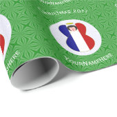 Persoonlijke Franse engel Kerstvlag  Cadeaupapier (Rol Hoek)