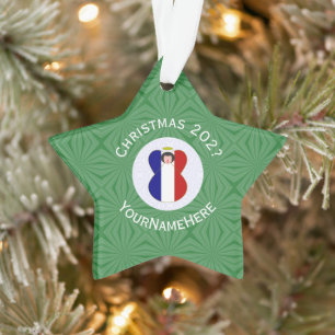 Persoonlijke Franse engel Kerstvlag Ornament