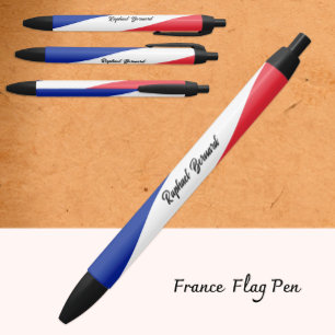 Persoonlijke Franse pen, Franse vlag, Frankrijk Zwarte Inkt Pen