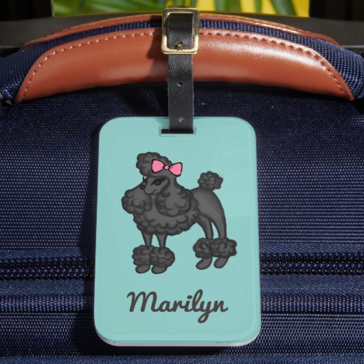 Persoonlijke Franse Poodle Bagage Label (Voorkant Insitu 2)