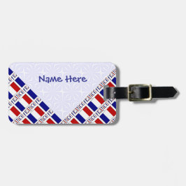 Persoonlijke Franse vlag betegeld blauw Bagagelabel