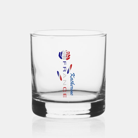 Persoonlijke Franse Vlag Roos Whisky Glas (Voorkant)