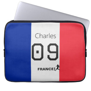 Persoonlijke Franse vlag voetbalspeler fansupport Laptop Sleeve
