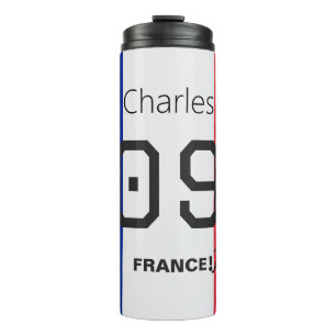 Persoonlijke Franse vlag voetbalspeler fansupport Thermosbeker