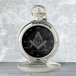 Persoonlijke Freemason-cadeaus Square Compass Silv Zakhorloge<br><div class="desc">Zo moge het zijn,  Freemason,  vierkant en kompas,  liefdadigheid,  zilver en zwart Masonic symbool zakhorloge.</div>