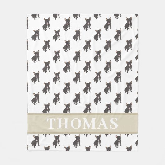 Persoonlijke Frenchie (Zwart Gestreepte) Babydeken Fleece Deken (Voorkant)