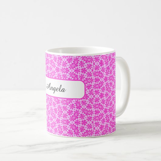 Persoonlijke Fuchsia Bloemen Koffiemok (Voorkant rechts)