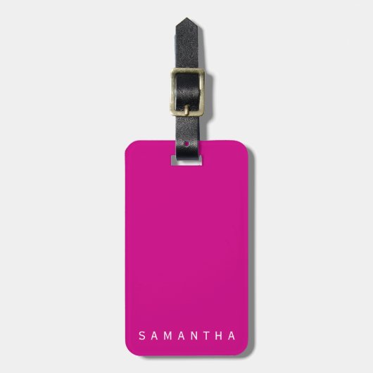 Persoonlijke Fuchsia Modern Typografie Bagagelabel (Voorkant verticaal)