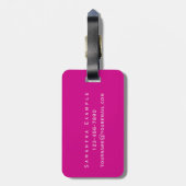 Persoonlijke Fuchsia Modern Typografie Bagagelabel (Achterkant verticaal)