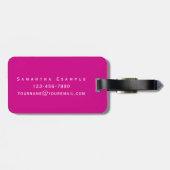 Persoonlijke Fuchsia Modern Typografie Bagagelabel (Achterkant horizontaal)