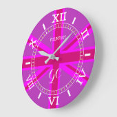 Persoonlijke Fuchsia Union Jack British Flag Dial Grote Klok (Hoek)