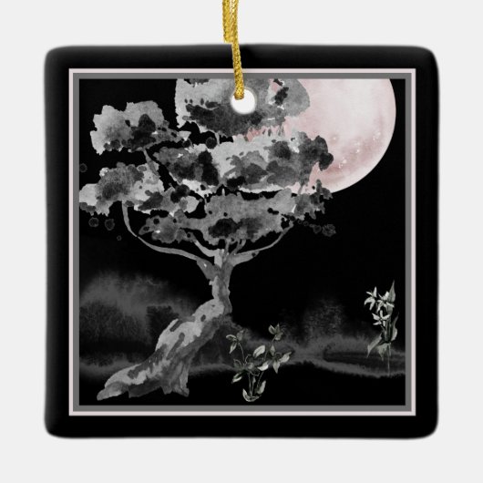 Persoonlijke Full Moon en Japanse Kerstmis Keramisch Ornament (Voorkant)