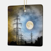 Persoonlijke Full Moon en Power Lines Kerstmis Keramisch Ornament (Links)