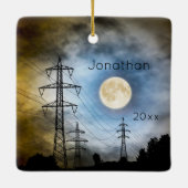 Persoonlijke Full Moon en Power Lines Kerstmis Keramisch Ornament (Achterkant)