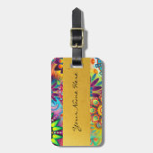 Persoonlijke Funky Boho Floral Flame Mandalas Bagagelabel (Voorkant verticaal)