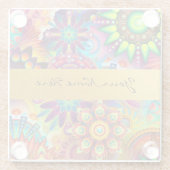 Persoonlijke Funky Boho Floral Flame Mandalas Glazen Onderzetter (Achterkant)