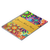 Persoonlijke Funky Boho Floral Flame Mandalas Notitieboek (Linkerzijde)