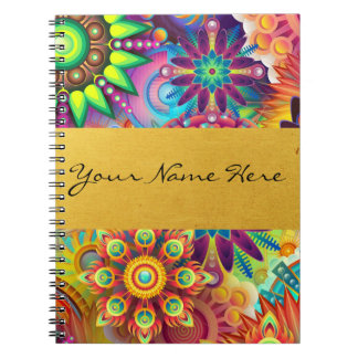 Persoonlijke Funky Boho Floral Flame Mandalas Notitieboek