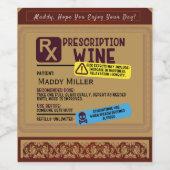 Persoonlijke Funny Burgundy Rx-recept Wijn Etiket (Enkel label)