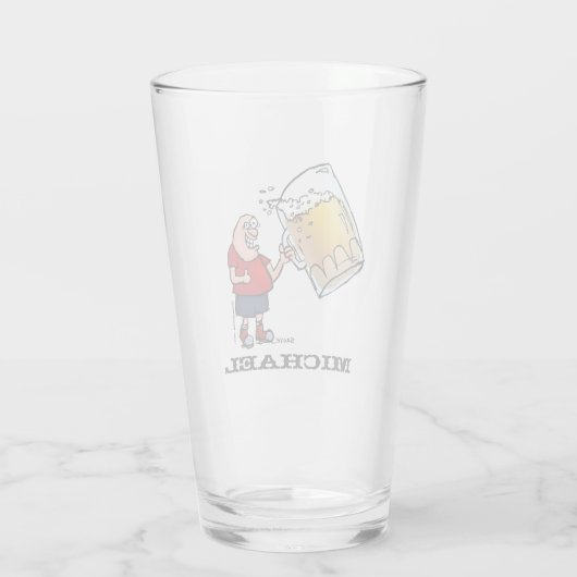 Persoonlijke Funny Cartoon Beer Guy Glas (Achterkant)