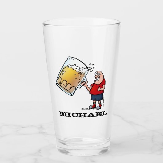 Persoonlijke Funny Cartoon Beer Guy Glas (Voorkant)