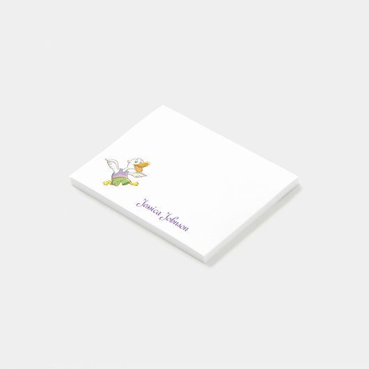 Persoonlijke Funny Cartoon Flying Duck-blocnote Post-it® Notes (Schuin)