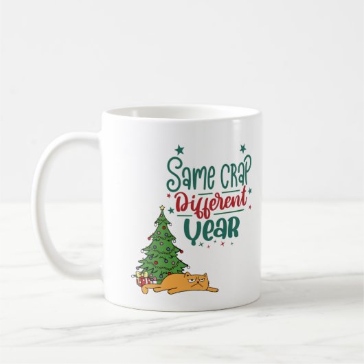 Persoonlijke Funny Cat Crap-kerstMok Koffiemok (Links)