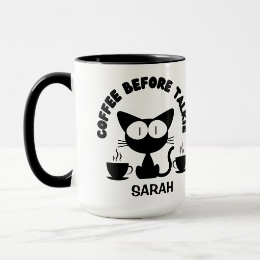 Persoonlijke Funny Cat en Coffee Quote Mok (Links)