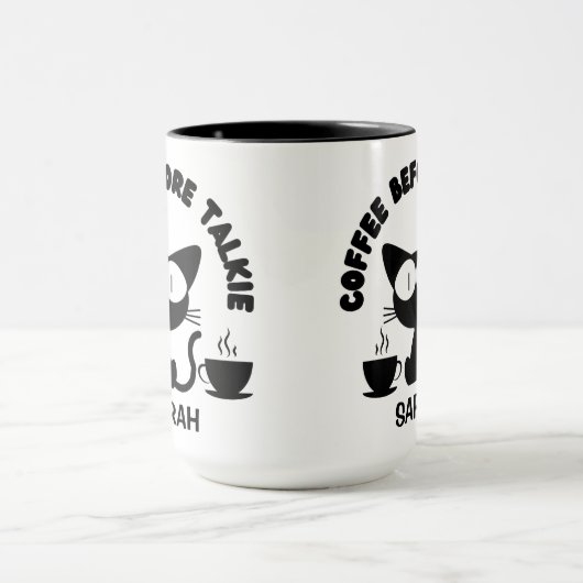 Persoonlijke Funny Cat en Coffee Quote Mok (Midden)