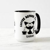 Persoonlijke Funny Cat en Coffee Quote Mok (Voorkant rechts)