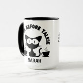 Persoonlijke Funny Cat en Coffee Quote Mok (Voorkant links)