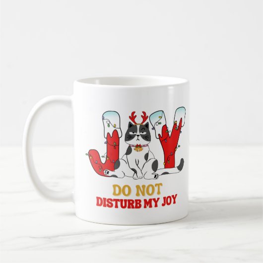 Persoonlijke Funny Cat Joy-kerstMok Koffiemok (Links)