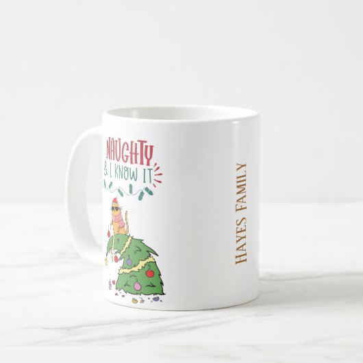 Persoonlijke Funny Cat Kerstmis Mok (Voorkant links)