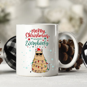 Persoonlijke Funny Cat Merry-Mok voor kerstmis Koffiemok