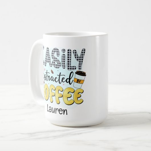 Persoonlijke Funny Easily Distracted Coffee-Mok Koffiemok (Voorkant links)