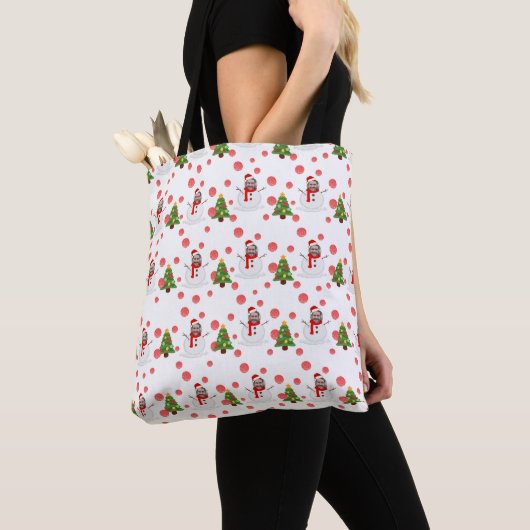 Persoonlijke Funny Foto Face Snowman Kerstmis Tote Bag (Dichtbij)